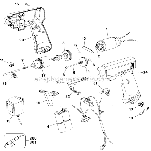 Page A Diagram and Parts List for 9045 Type 1 Black and Decker Electric Drill